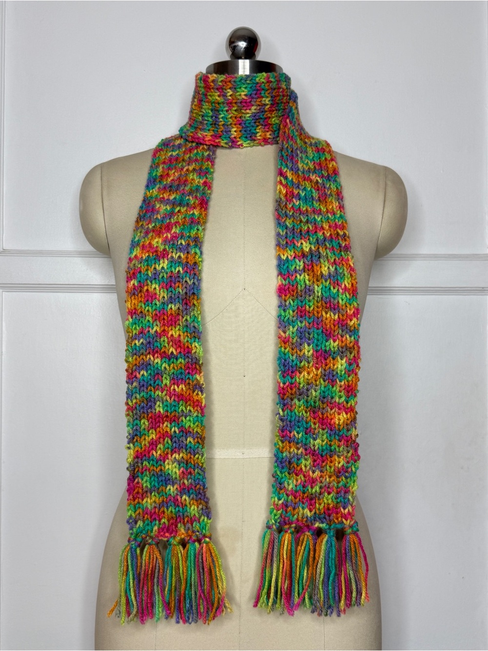 Rainbow crochet scarf